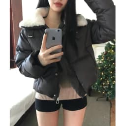 Warmth Stylish Short Version Long Sleeve Zipper Coat Women's Cotton Outerwear Daily Fashionable with Furry Collar Commute