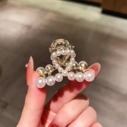 High-end Pearl Rhinestone Small Size Hair Grabber Summer Women Simple Metal Side Clip Back Head Half-tied Cross Hair Clips
