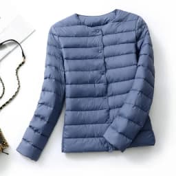 Women's Ultralight Down Liner Jacket, Collarless Packable Puffer Coat, Warm Thin Winter Layer, O-Neck Portable Padded Parka