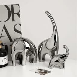 Electroplating Silver Ceramics Elephant Animal Figurines Statue Nordic Home Decor Desk Ornaments Living Room Decoration Gifts