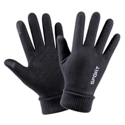 Men Winter Suede Leather Plush Thick Half Finger Touch Screen Warm Driving Glove Men's Sport Letter Cycling Riding Mitten P10