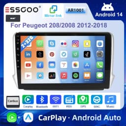 ESSGOO For Peugeot 208/2008 2012-2018 Android 14 10 inch Wireless Carplay Android auto Car stereo radio GPS Navi WIFI swc Bt FM
