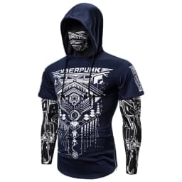 HKSH Spring Summer Elastic Hooded T-shirts Men's Tide Dark Ninja Sweatshirt Skull Mask Streetwear Fashion Print Chic Tops HK1826