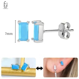925 Sterling Silver Needle Exquisite Turquoise Silver Earrings for Women Blue Crystal Geometry Pendant Earrings Luxury Jewelry