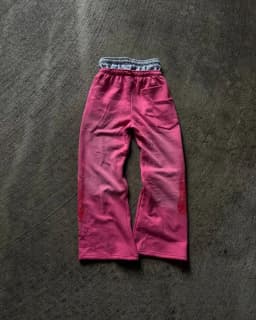 Pink Double Layer Sweatpants Y2K Mens Womens Gothic Hip Hop Letter Patch Retro Baggy Pants Casual Elastic Waist Jogging Pants