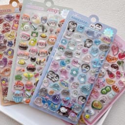 1pc/4pcs Cute Sushi Animals Vegetable Drop 3D Relief Sticker Scrapbooking Diy Diary Decor Journaling Stationery School Stickers