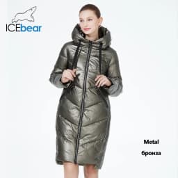 ICEbear-Mid-length Hooded Jacket for Women, Warm Cotton Coat, Casual Parkas for Ladies, Fashion Brand, New, Winter, GWD20302D, 2