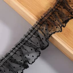 5CM Wide White Black 3D Pleated Mesh Fabric Polka Dot Embroidery Lace Ribbon Ruffle Trim Dolls Dress Collar DIY Sewing Supplies