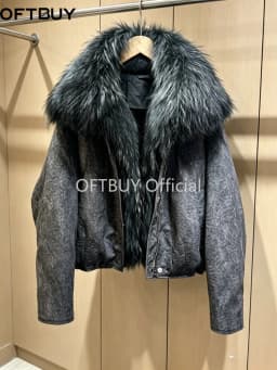 OFTBUY Thick Warm Puffer Coat Women Large Real Natural Raccoon Fur Clothing New 90% White Duck Down Jacket Fashion Female Parkas