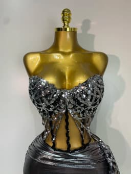 Sparkly Sequins Two Piece Set Singer Dancer Performance Costume Nightclub Bar Evening Party Dress Luxury Birthday Stage Outfit