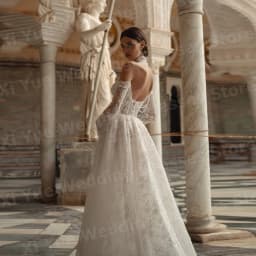 Glitter A Line Women's Wedding Dresses Long Sleeve Lace Appliques Mariage Bride Gowns Customized Off Shoulder Vestidos De Novia