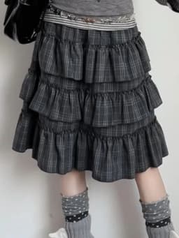 Y2k Harajuku Vintage Skirts Plaid Ruffles Patchwork High Waist Cake Skirt Punk Gothic All Match 2026 Summer Women's Clothing