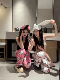 Sanrio Hello Kitty Soft Flannel Wide Leg Pajama Pants Printed Casual Home Loungewear For Women Daily Sleeping Relaxing Wear