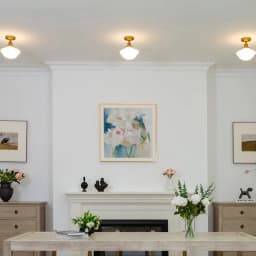 Phansthy Vintage Flush Mounted Ceiling Lighting with Milk White Glass Shade, for Hallway Foyer Loft Living Room Bedroom