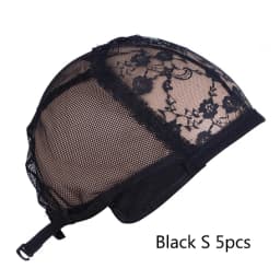 5pcs Lace Wig Caps for Making Wigs Hair Weaving Stretch Adjustable Wig Cap Black Dome Cap for Wig Hair Nets