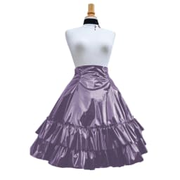 Vintage Shiny PVC Leather 2 Tiered Ruffled Skirt Sweet Round-shaped Lolita Long Trumpet Pleated Skirt Cocktail Party Club Skirts