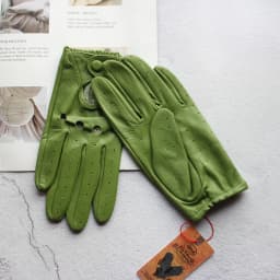 Women's Summer Full Finger Leather Gloves Breathable Single-Layer Sheepskin Fashionable Short Motorcycle Riding Gloves