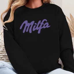 Milfa Purple Art Letter Design Woman Pullover Trendy Fleece Sweatshirt Autumn Casual Clothes Crewneck Sportswear Fashion Tops