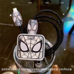 Anime Spider Man USB Data Cable Protective Case DIY Cartoon Spider Man Cute PVC Protective Sleeve Suitable for 20W Phone