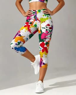 Women Retro Comic Graffiti Letter Print High Waisted Leggings Slimming Skin-Friendly Breathable Soft Flattering Gym  Comfy