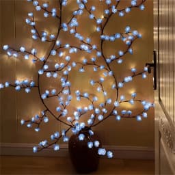 96 Led USB Cherry Blossom Light String Artificial Flower Tree Branch Rattan Lights 8 Modes For Party Home Christmas Decoration