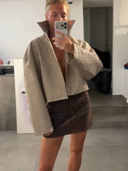 Fashion Solid Women's Jacket Stand Collar Zip Short Oversize Long Sleeves Loose Chic Top 2026 Autumn New High Street Daily Wear
