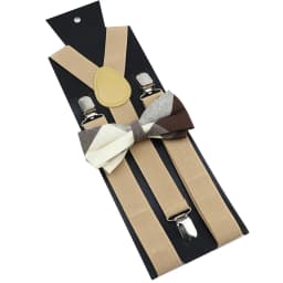 Cotton Brown Plaid Bowtie Suspender Set Elastic Braces Men Black Grey Butterfly Straps Wedding Dress Suit Skirt Accessories Gift
