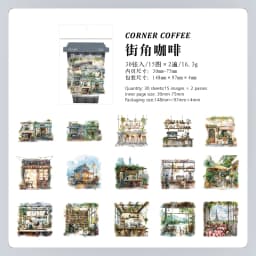 6style 30pcs retro coffee themed PET material decorative sticker DIY handmade material scrapbook diary album decorative sticker