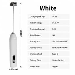MINI Milk Frother USB Rechargeable 3 Speeds Foam Maker Coffee Whisk Mixer Electric Handle Blender Egg Beater Hot Cooking Tools