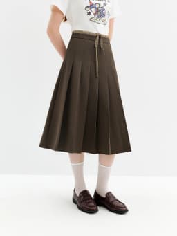FSLE 2026 Autumn New Arrival Women's Plaid Spliced High-Waisted A-Line Skirt Elegant Blazer Style Pleated Skirt OL style Skirts