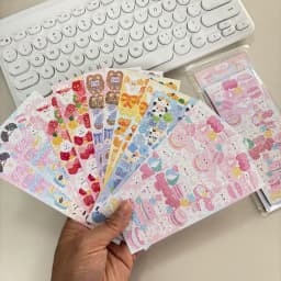 SKYSONIC BOBO 5pcs/4pcs/3pcs Full Set Series Decorative Stickers Bubble Pink DIY Sticker Journal Junk Agenda Stationery Suppli