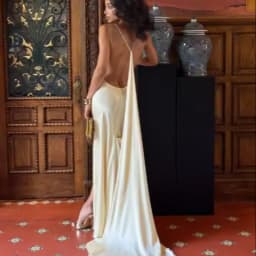 Sexy Women's Satin Solid Long Dress Swing Collar Sleeveless Backless Spaghetti Strap Slit Dresses 2026 Summer Evening Lady Robes