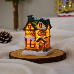 AlliLit Christmas Decoration 2026 New Year Night Light LED Snow House Sculpture Home Resin Crafts Xmas Ornaments Gift
