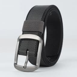 New multi-hole canvas belt for men with a button fastener, versatile denim belt for students and young people, Korean version, e