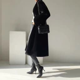 Women's Plush Jacket Stand Collar Mid-Length Winter New Style Black Faux Mink Fur Coat Street Style Plush Outerwear