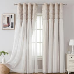 Korean-style Lace Curtain Finished Product Full Blackout Curtain Cloth Living Room Bedroom Solid Color Floating Window Curtain