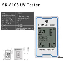 SNAKOL SK-8103 Digital UV Illuminometer Professional UV Light Meter Portable UV Tester Ultraviolet with Temp Humidity Display