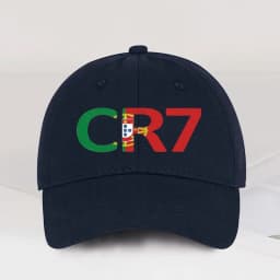 CR7 Portugal Print Black Baseball Cap Adjustable Unisex Football Player Casual Sun Hat