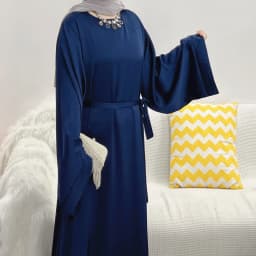Regular-Fit Plain Stain Dubai Abaya Muslim Long Women Dress Modest Islamic Clothing Hijabi Robe-Long Wide Sleeves, Side Pockets