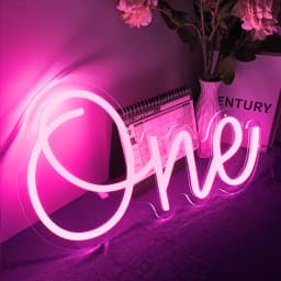 Dimmable LED Neon Sign 'ONE' for Baby's 1st Birthday Party Decor USB Powered Neon Light for Home Bar Stand Art Decoration