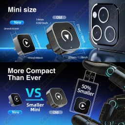 Mini 2IN1 Wireless CarPlay/Android Auto Adapter Plug and Play for VW Toyota Nissan Ford Benz Wired To Wireless for OEM Wired Car