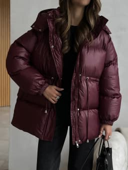 Bornladies Drawstring Slim Fit Cotton Jacket Women's  Winter New Hooded Zipper Cotton Robe Comfortable Warm Bread Jacket