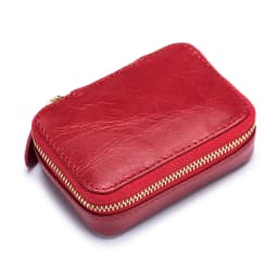 Lady Genuine Leather Lipstick Square Small Bag with Mirror Cowhide Cute Makeup Bag for Women's Jewelry Box Mini Coin Storage Bag