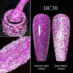 Mtssii Reflective Glitter Gel Pink Sparkling Sequins Gel Nail Polish Soak Off UV Nail Gel Semi-permanent Nail Art Decoration