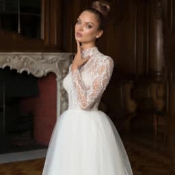 Exquisite Beading Lace Wedding Dress High Neck A-Line Tulle Floor Length Bride Long Sleeve Illusion Customized Gowns Robe