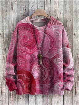 Retro Art Casual Multicolor Print Knit Pullover Sweater Men's For Women's Pullover