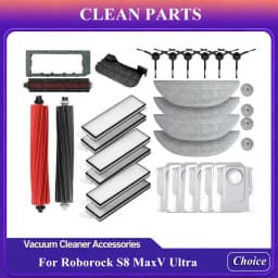 For Roborock S8 Maxv Ultra Vacuum Cleaner Accessories Mian Brush Side Brush Mop Pads Cloth Dust Bag Hepa Filter Spare Parts
