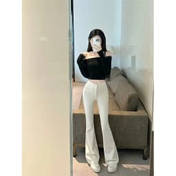 High Waist Flared Suit Pants Women's Spring Summer Autumn New Style Elastic Butt Lifting Casual Long Pants Hoof Pants