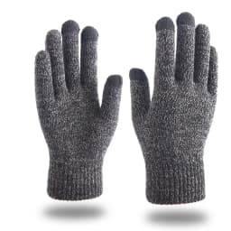 Winter Men Knitted Gloves Warm Full Fingers Touch Screen Anti-Slip Gloves for Cycling Running Driving Hiking Camping Work Mitten