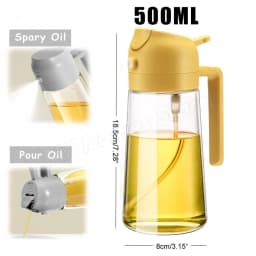 500ML 2-in-1 Dual Use Plastic Olive Oil Sprayer Dispenser Spray Pour Bottle Vinegar Mister Air Fryer BBQ Salad Kitchen Tools
